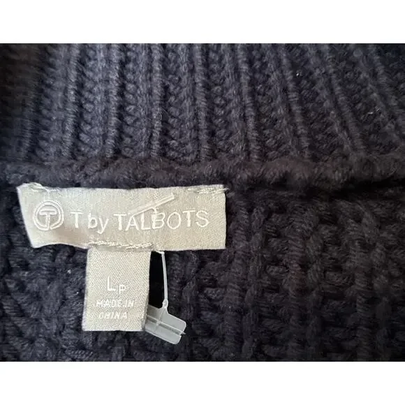 T BY TALBOTS Tipped Half-Zip Sweater Women's Size L Indigo Blue - Picture 8 of 9